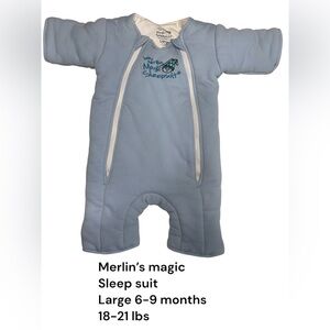 Baby Merlin's Magic Sleepsuit Blue FlSleep Sacks Smooth finish